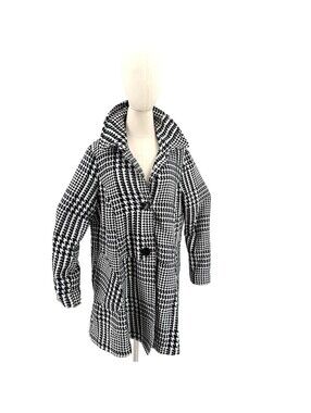 Vintage Y2K 3 Sisters Black White Houndstooth Swing Coat